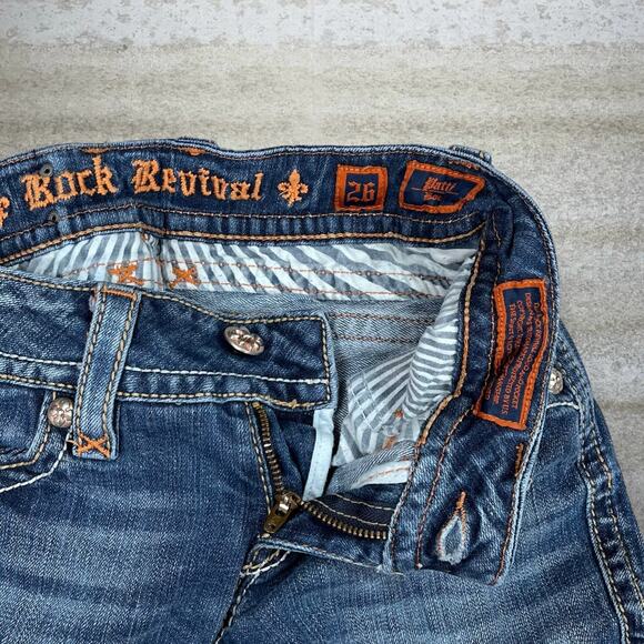 Vintage Rock Revival Jeans Flared Fit Bootcut Bell Bottoms Medium Wash Denim Y2K - Picture 4 of 4